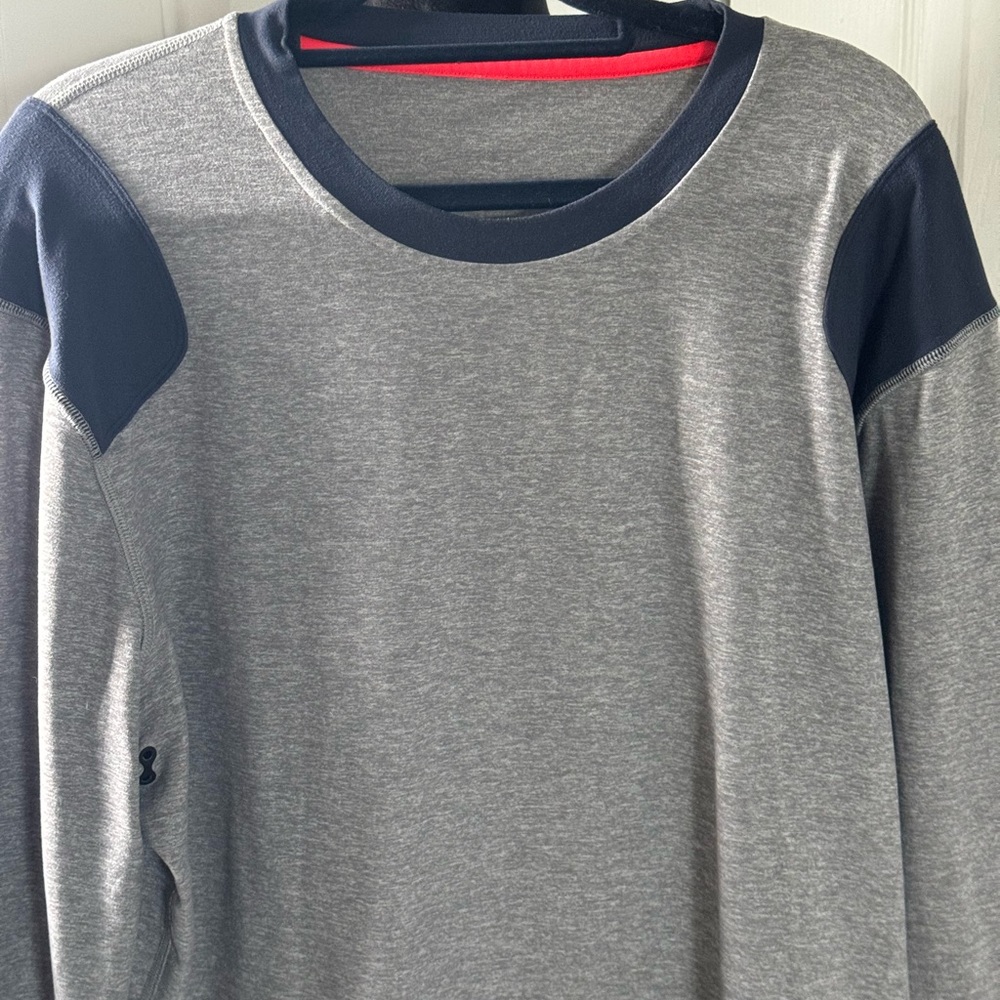 Lululemon Men Sprint Long Sleeve Shirt Heathered Slate Gray Elbow Patches XL $88 - Picture 7 of 9